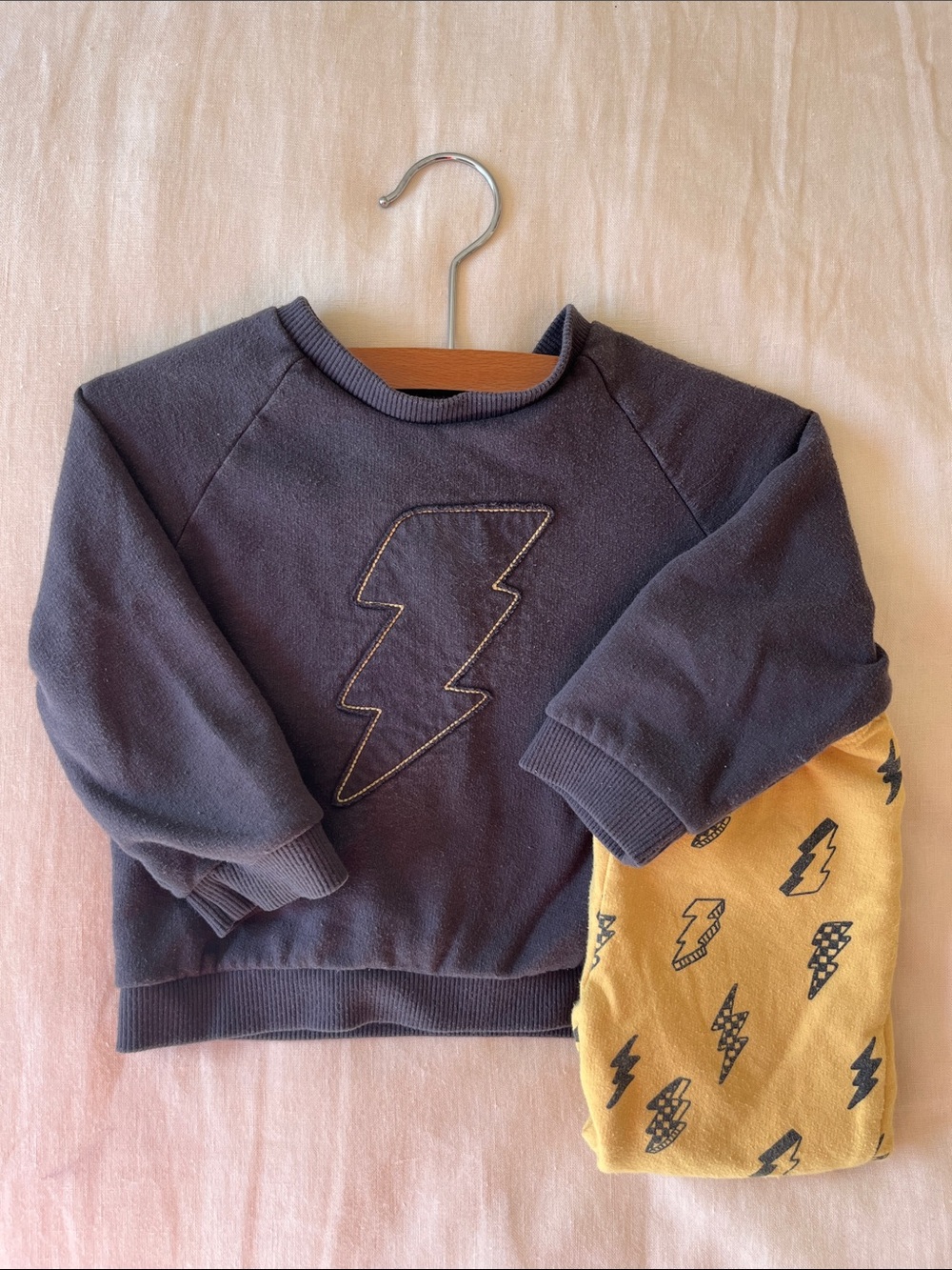 Cat & Jack Lightning Sweatshirt and Yellow Lightning Print Pants Set